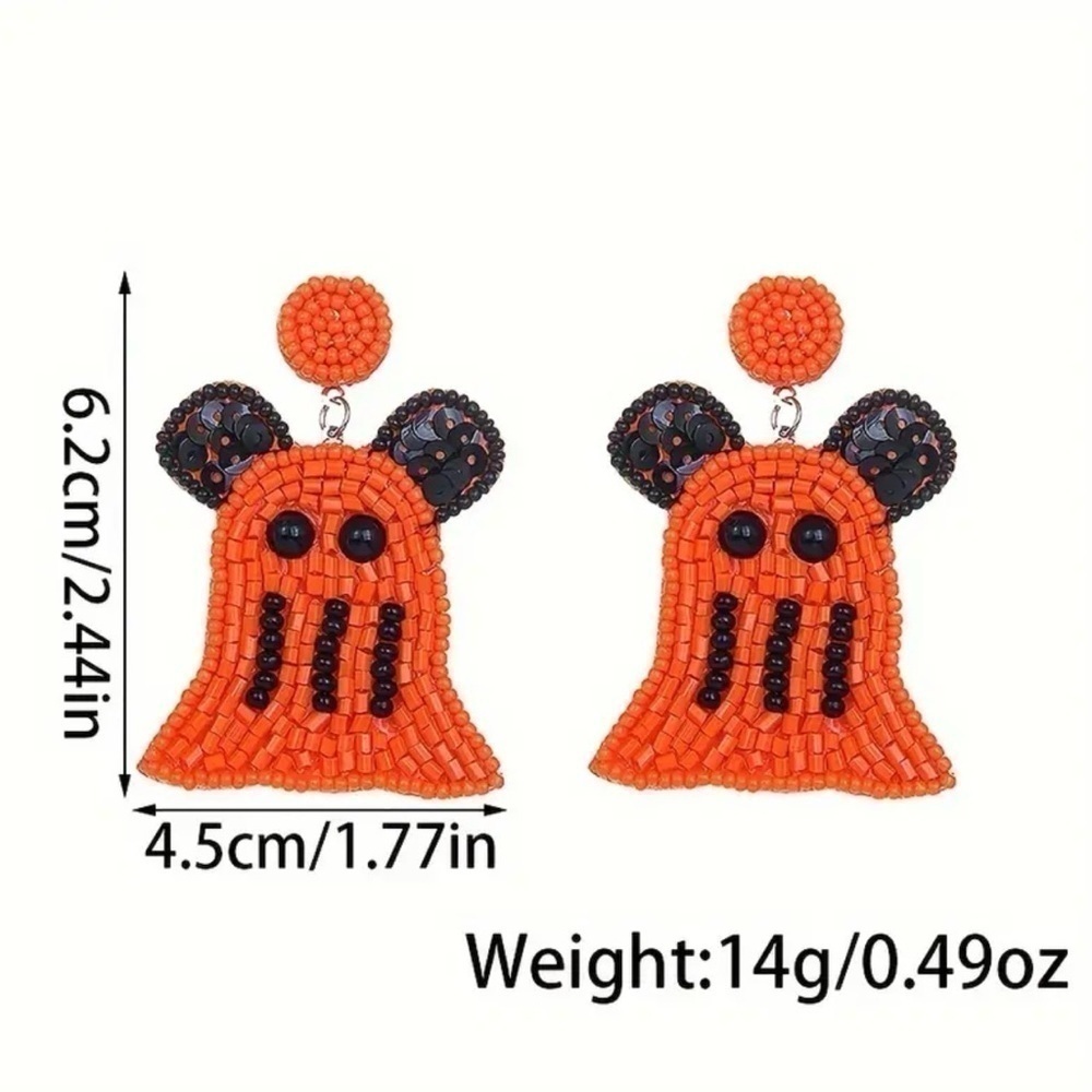 Handcrafted Disney Glass Bead Ghost Earrings - NWT - Picture 2 of 3